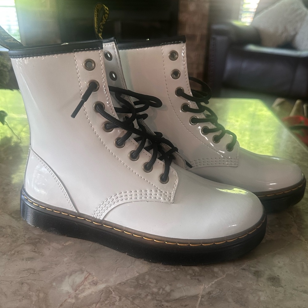 Dr. Martens White and Black Combat Boots